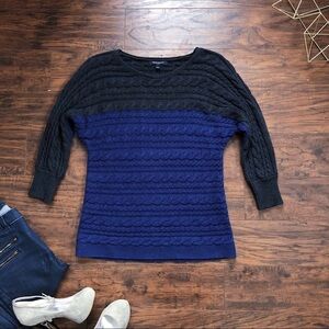 Banana Republic • color block dolman cable sweater grey blue angora pullover